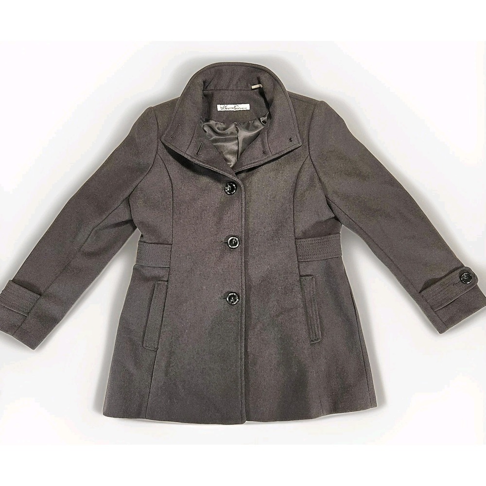 Kenneth Cole New York Wool Blend Women's Medium Gray‎ Winter Jacket Dress Coat